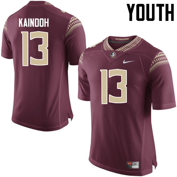 Youth #13 Joshua Kaindoh Florida State Seminoles College Football Jerseys-Garnet - Click Image to Close